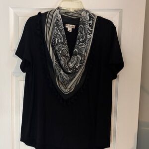 World Unity Black Top with Paisley Scarf
